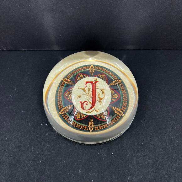 Vintage Other - Punch Studio Crystal Paperweight "J" Initial Made in France